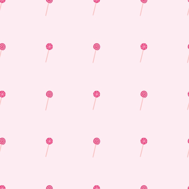 Patrón sin fisuras con paleta de caramelo ilustración de vector plano dibujado a mano sobre fondo rosa