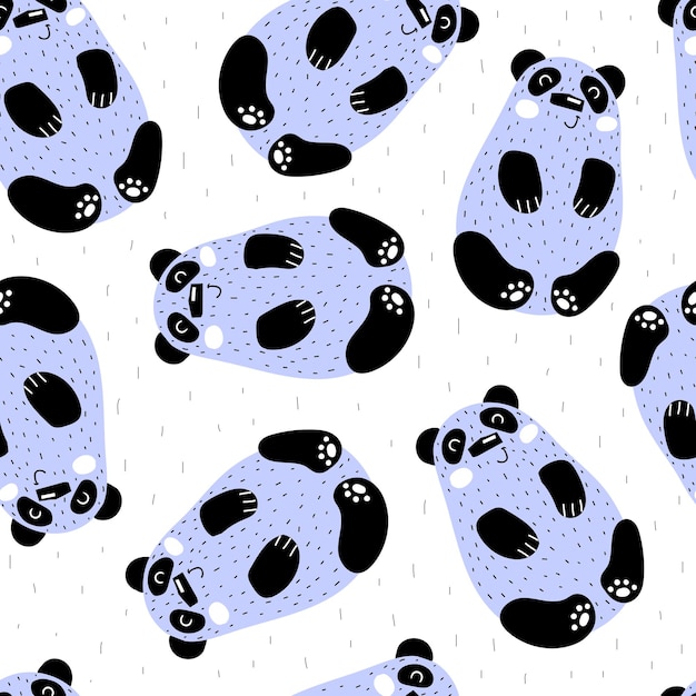 Patrón sin fisuras con pandas de dibujos animados