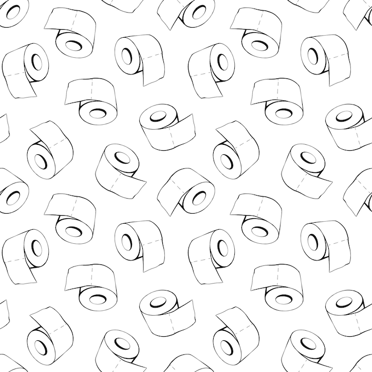 Vector patrón sin fisuras con papel higiénico sobre un fondo blanco ilustración vectorial