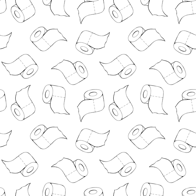 Patrón sin fisuras con papel higiénico sobre un fondo blanco Ilustración vectorial