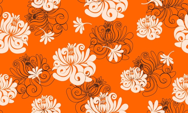 Patrón sin fisuras con patrón floral Chrysanthemumsjapanese