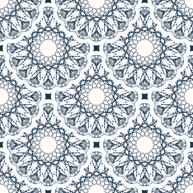 Patrón sin fisuras con patrones retro Fondo con color blanco y azul Bueno para papel tapiz Vector