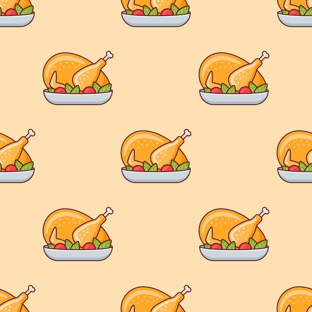 Patrón sin fisuras con pavo asado o pollo.