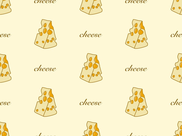 Patrón sin fisuras de personaje de dibujos animados de queso sobre fondo amarillo