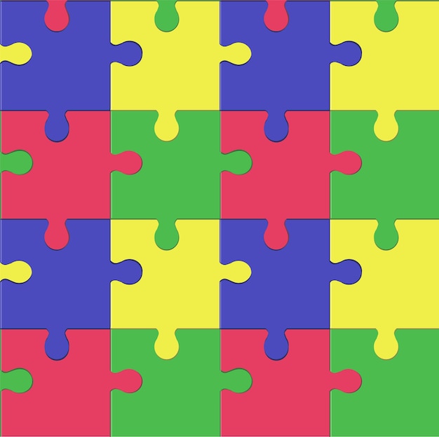 Patrón sin fisuras de piezas de rompecabezas de vectores de diferentes colores. Juegos educativos para niños.
