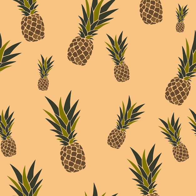 Patrón sin fisuras con piñas frutas tropicales ilustración plana