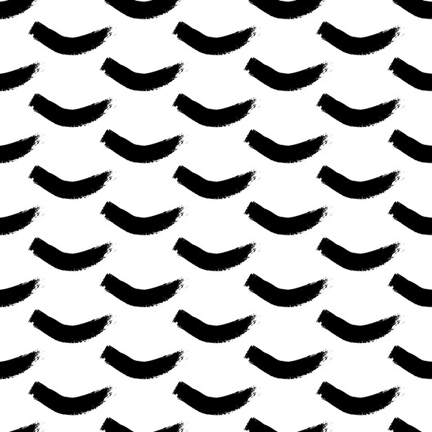 Patrón sin fisuras con pinceladas negras en formas abstractas sobre fondo blanco. Textura de tinta abstracta grunge. Ilustración vectorial