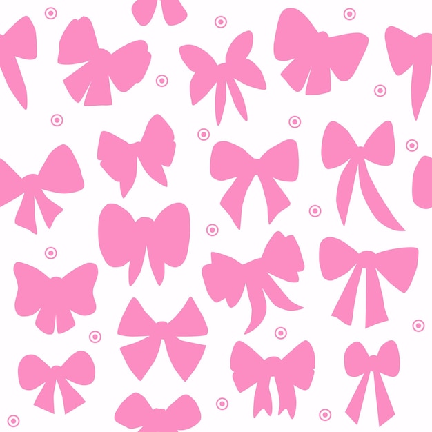 Patrón sin fisuras con Pink Bow en un vector de fondo blanco