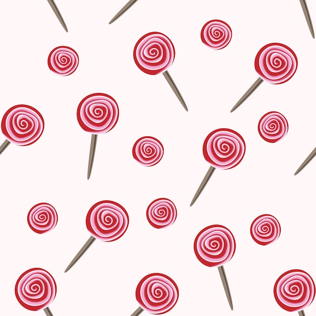 Patrón sin fisuras de piruletas de espiral rojo. ilustración de vector eps 8, sin transparencia