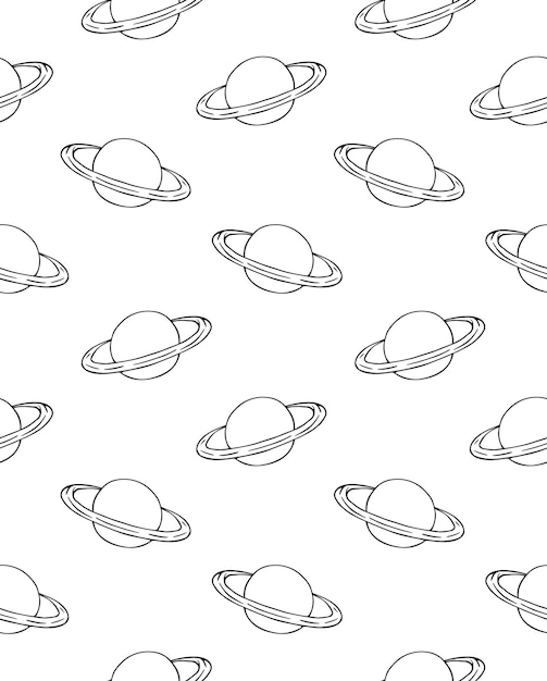 Patrón sin fisuras de planetas dibujados a mano