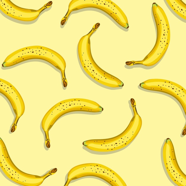 Patrón sin fisuras de plátanos sobre fondo amarillo