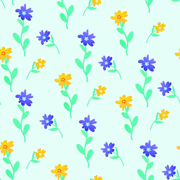 Patrón sin fisuras con pradera de flores de colores