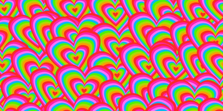 Vector patrón sin fisuras psicodélico trippy arco iris magenta abstracto en estilo hippie de los años 70