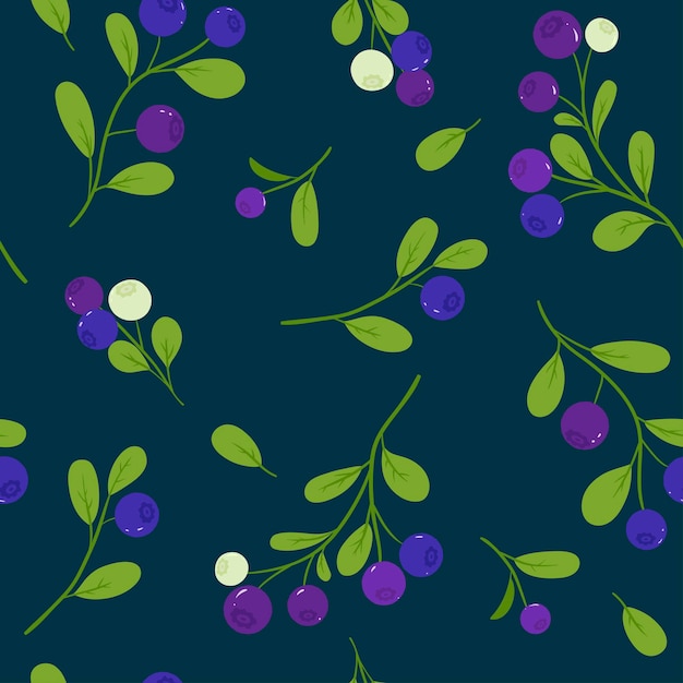 Patrón sin fisuras con ramitas de arándanos. Gráficos vectoriales.