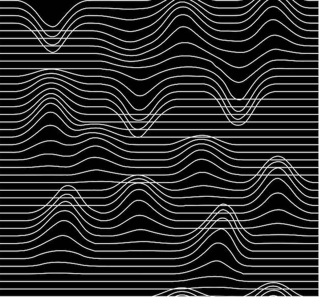 Patrón sin fisuras de rejilla distorsionada. falla. retroondas, ondas sintéticas, ondas de vapor. fondo blanco y negro de la tecnología. banner, impresión, papel tapiz. ilustración vectorial