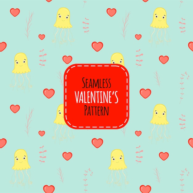 Patrón sin fisuras de San Valentín. Estilo de dibujos animados. Ilustración vectorial.