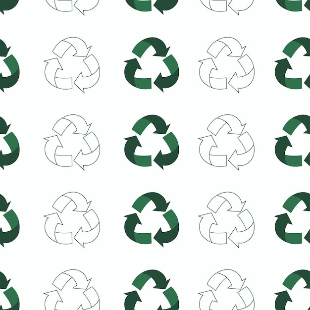 Patrón sin fisuras con signo de reciclaje verde. Salva el planeta. Cero desperdicio