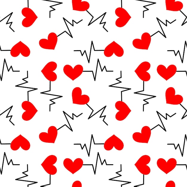 Patrón sin fisuras con el símbolo del latido del corazón