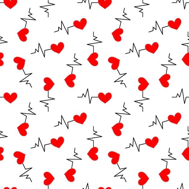 Patrón sin fisuras con el símbolo del latido del corazón