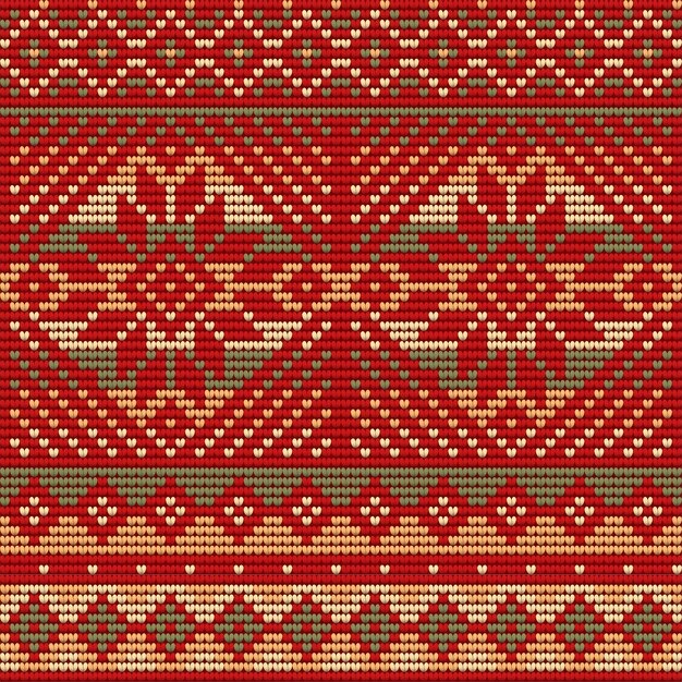 Patrón sin fisuras de suéter feo de Navidad, fondo rojo