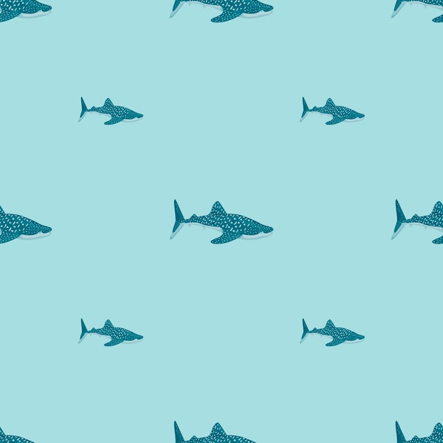 Patrón sin fisuras de tiburón ballena en estilo escandinavo. fondo de animales marinos. ilustración vectorial para niños estampados textiles divertidos, telas, pancartas, fondos y fondos de pantalla.