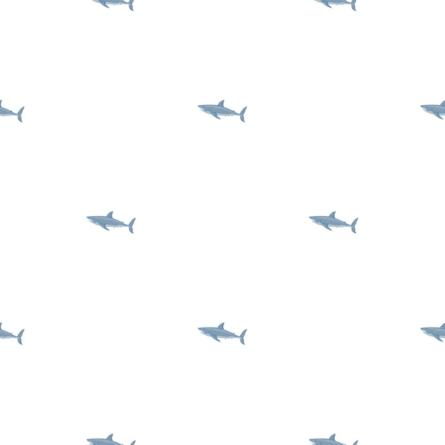 Patrón sin fisuras de tiburón blanco en estilo escandinavo. fondo de animales marinos. ilustración vectorial para niños estampados textiles divertidos, telas, pancartas, fondos y fondos de pantalla.