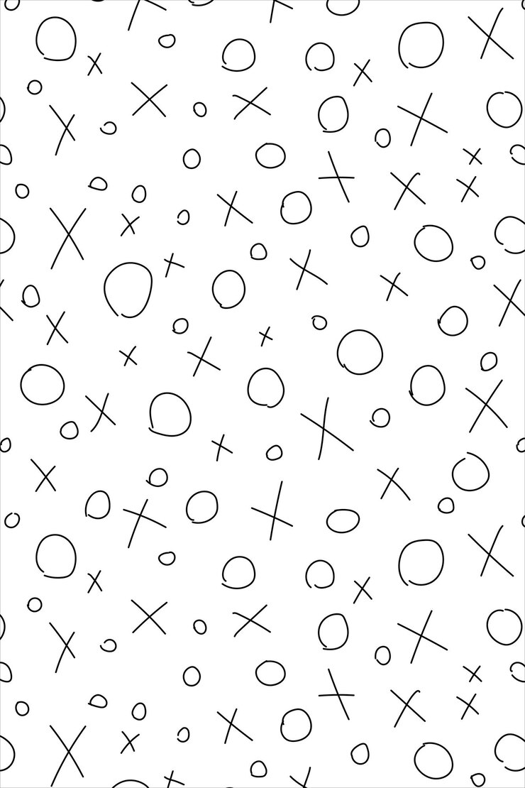 Vector patrón sin fisuras con tictactoe sobre fondo blanco.