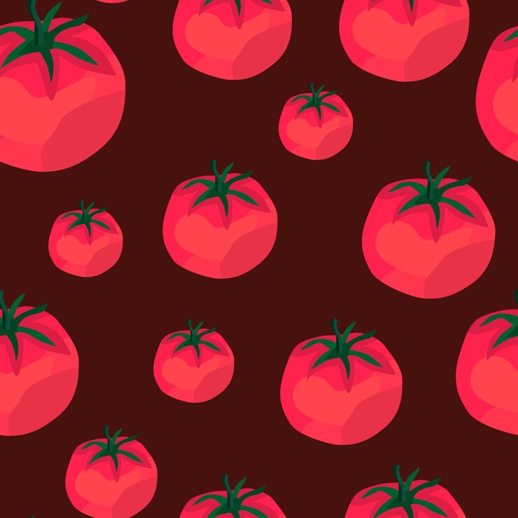 Vector patrón sin fisuras con tomate papel pintado vegetal orgánico