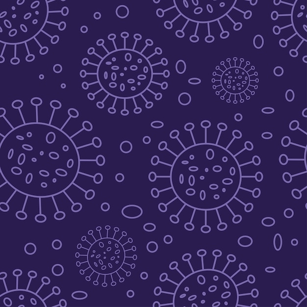 Patrón sin fisuras con el virus de la corona en colores de moda para la decoración textil de tela Ilustración vectorial