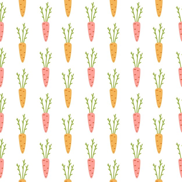 Patrón sin fisuras con zanahorias de dibujos animados en orden geométrico