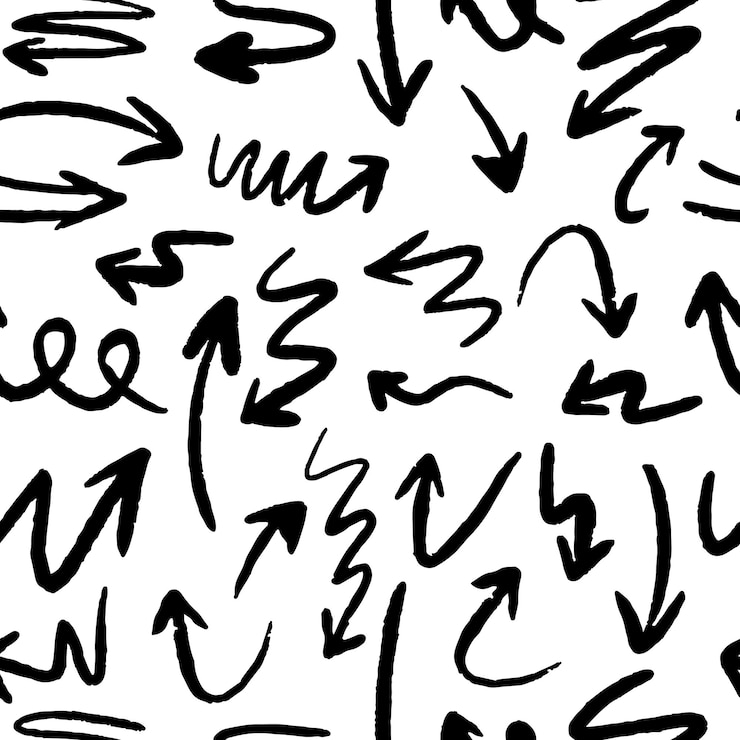 Vector patrón de flecha geométrica abstracta. dibujar a mano de fondo de patrón de flechas vectoriales sobre fondo blanco