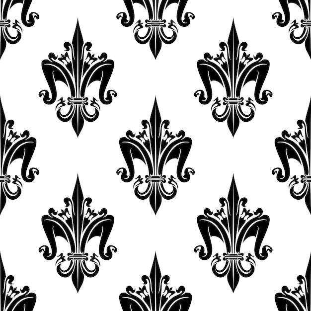 Patrón de fleurdelis transparente blanco y negro