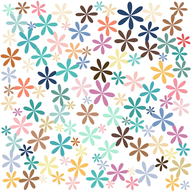 Patrón de flor de asterisco multicolor aislado en ilustración vectorial de fondo blanco