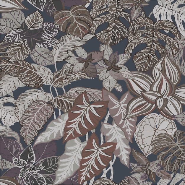 Patrón de flor floral de primavera ilustración de flor de tela vectorial diseño textil hojas de hoja