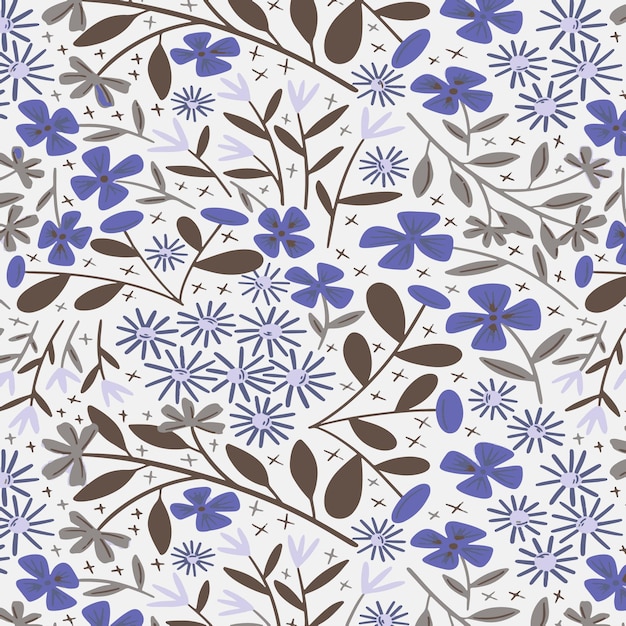 Patrón de flor floral de primavera ilustración de flor de tela vectorial diseño textil hojas de hoja