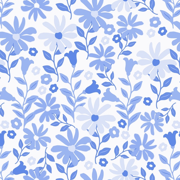 Patrón de flor floral de primavera ilustración de flor de tela vectorial diseño textil hojas de hoja