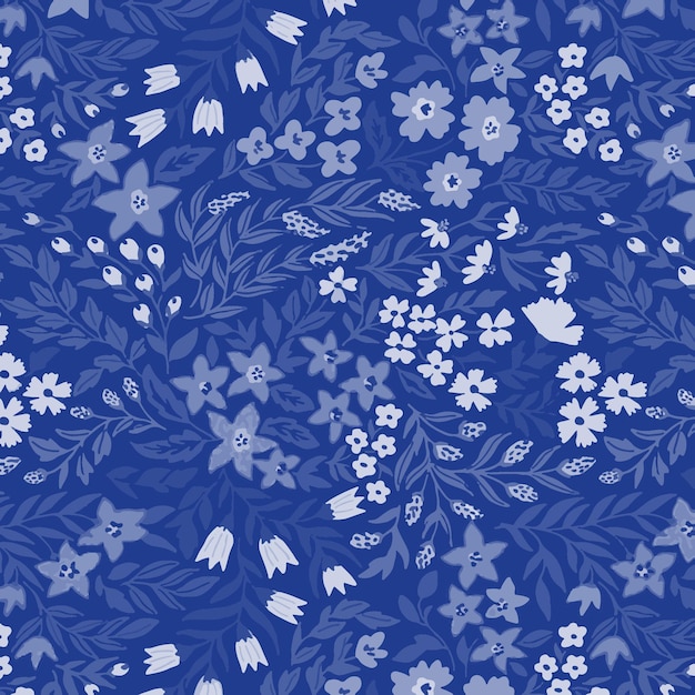 Patrón de flor floral de primavera ilustración de flor de tela vectorial diseño textil hojas de hoja