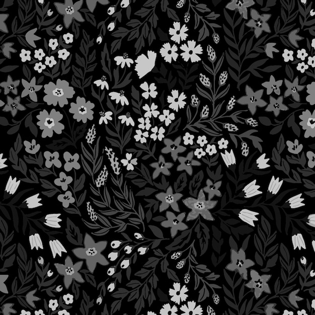 Patrón de flor floral de primavera ilustración de flor de tela vectorial diseño textil hojas de hoja