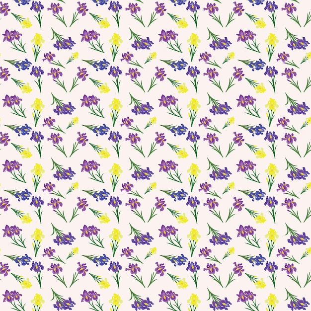 patrón de flor de iris púrpura y amarillo