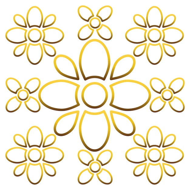 un patrón de flor de oro sobre un fondo blanco