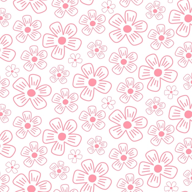 Vector patrón de flor rosa sin costuras en fondo blanco patrón moderno para muestras de envoltura de tela vectorial