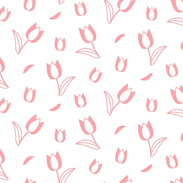 Patrón de flor rosa sin costuras en fondo blanco patrón moderno para muestras de envoltura de tela vectorial