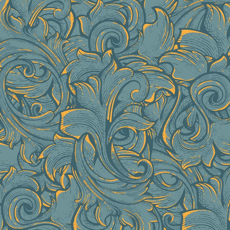 Vector patrón de flora con estilo de grabado