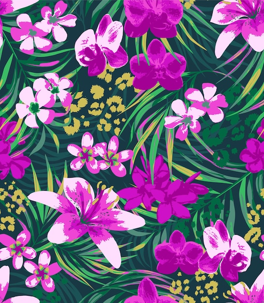 Patrón floral y abstracto sin costuras