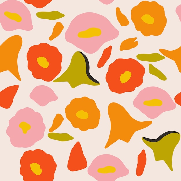 Patrón floral abstracto sin fisuras. Diseño botánico moderno para impresión, textil, tela, papel tapiz