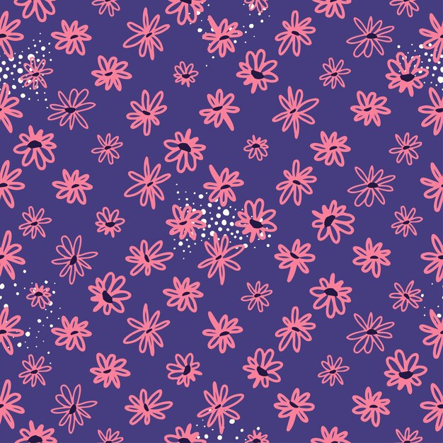 Patrón floral abstracto de moda dibujado a mano. Diseño de fondo transparente de collage botánico
