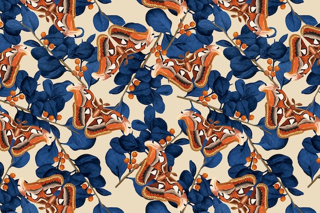Patrón floral abstracto de vector de mariposa, remix vintage de The Naturalist & # 39; s Miscellany de George Shaw