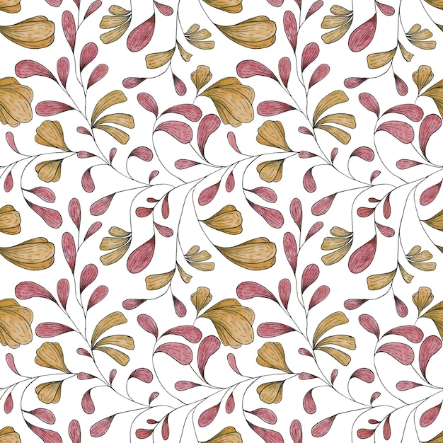Un patrón floral de acuarela sin costuras Una ilustración botánica dibujada a mano