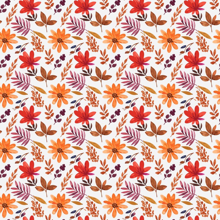 Patrón floral de acuarela de otoño