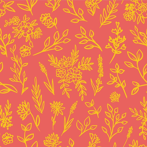 Patrón floral amarillo transparente sobre fondo rosa. Ilustración de vector.